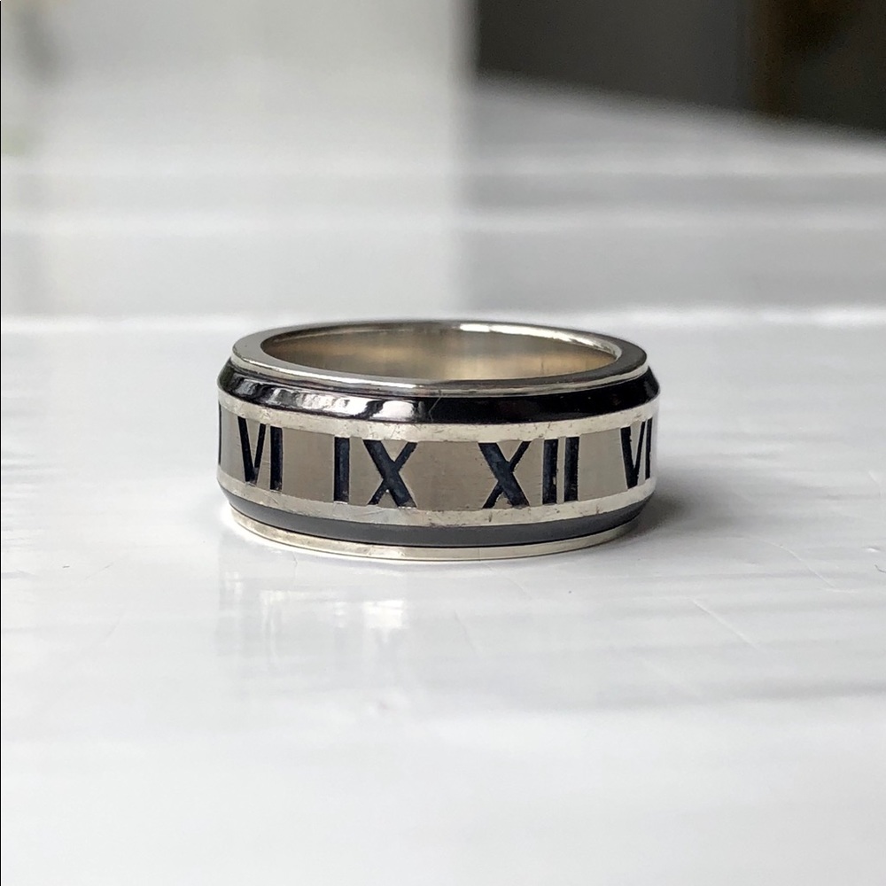 Tiffany & Co ATLAS Silver/Titanium Band, Size 7.5
